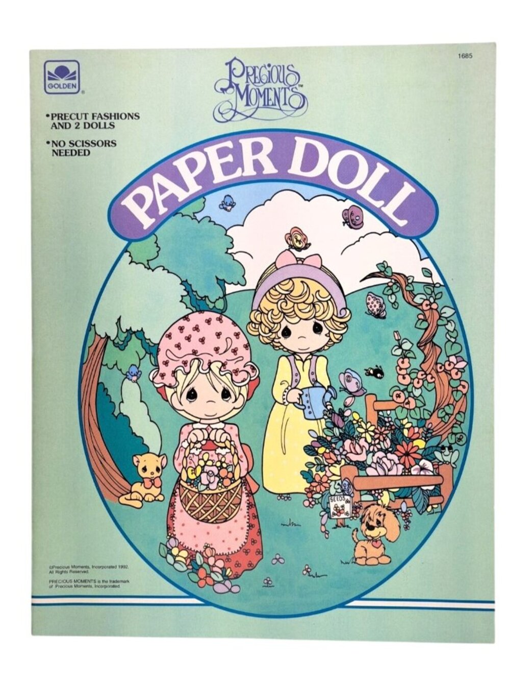 Vintage Precious Moments Paper Doll Book 1992 Golden Book New With Receipt Dog